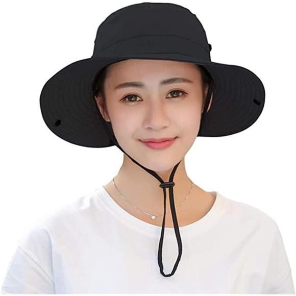 2 Pack Women's Outdoor UV Protection Sun Hats Mesh Beach Fishing Ponytail Hole - Picture 3 of 7